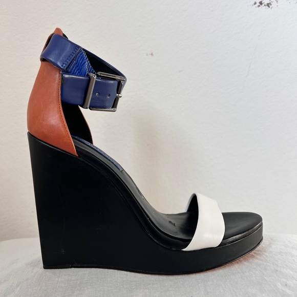 BCBGMaxazria Colorblock Wedge Platform Sandals Open Toe Women’s Size 8M - Picture 2 of 9
